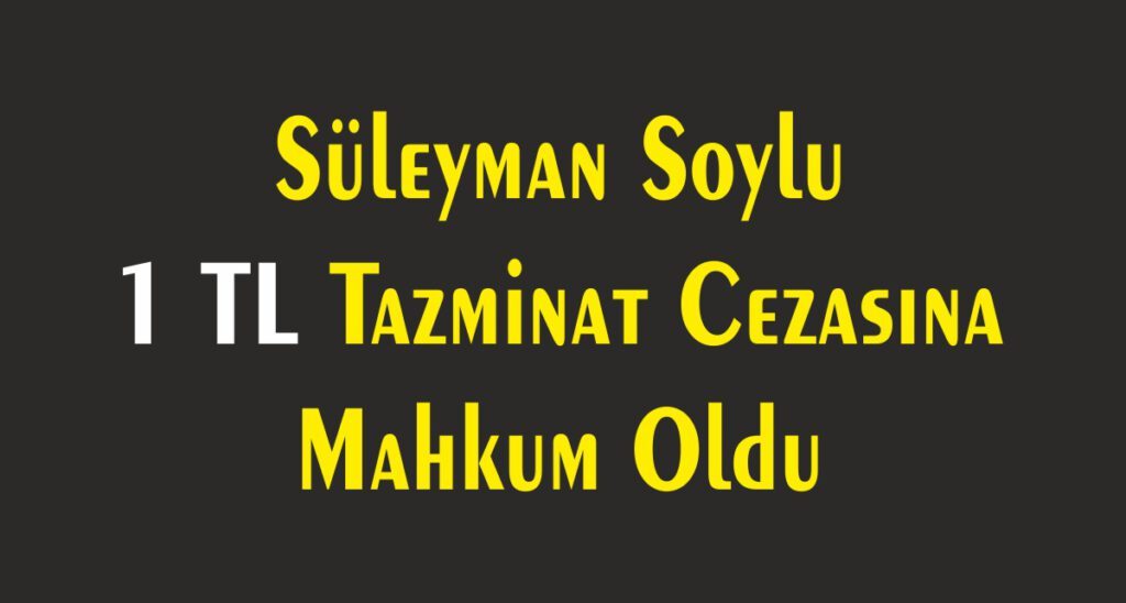 Süleyman Soylu 1 TL Tazminat Cezasına Mahkum Oldu